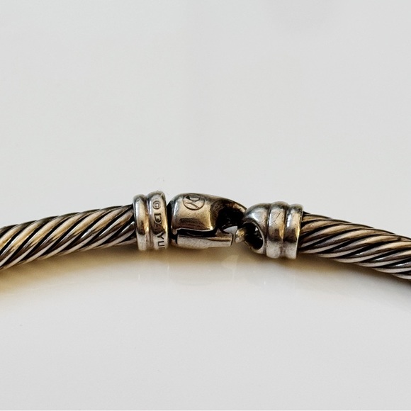 David Yurman Two Tone 925 14k Gold Ruby Cable Link Choker Necklace - Picture 4 of 13